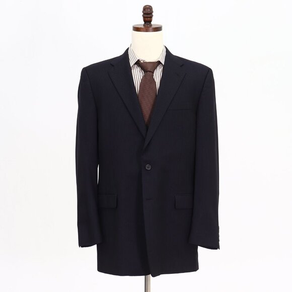Hickey Freeman 43L Navy Striped 2-Button Sport Coat Blazer Jacket B530